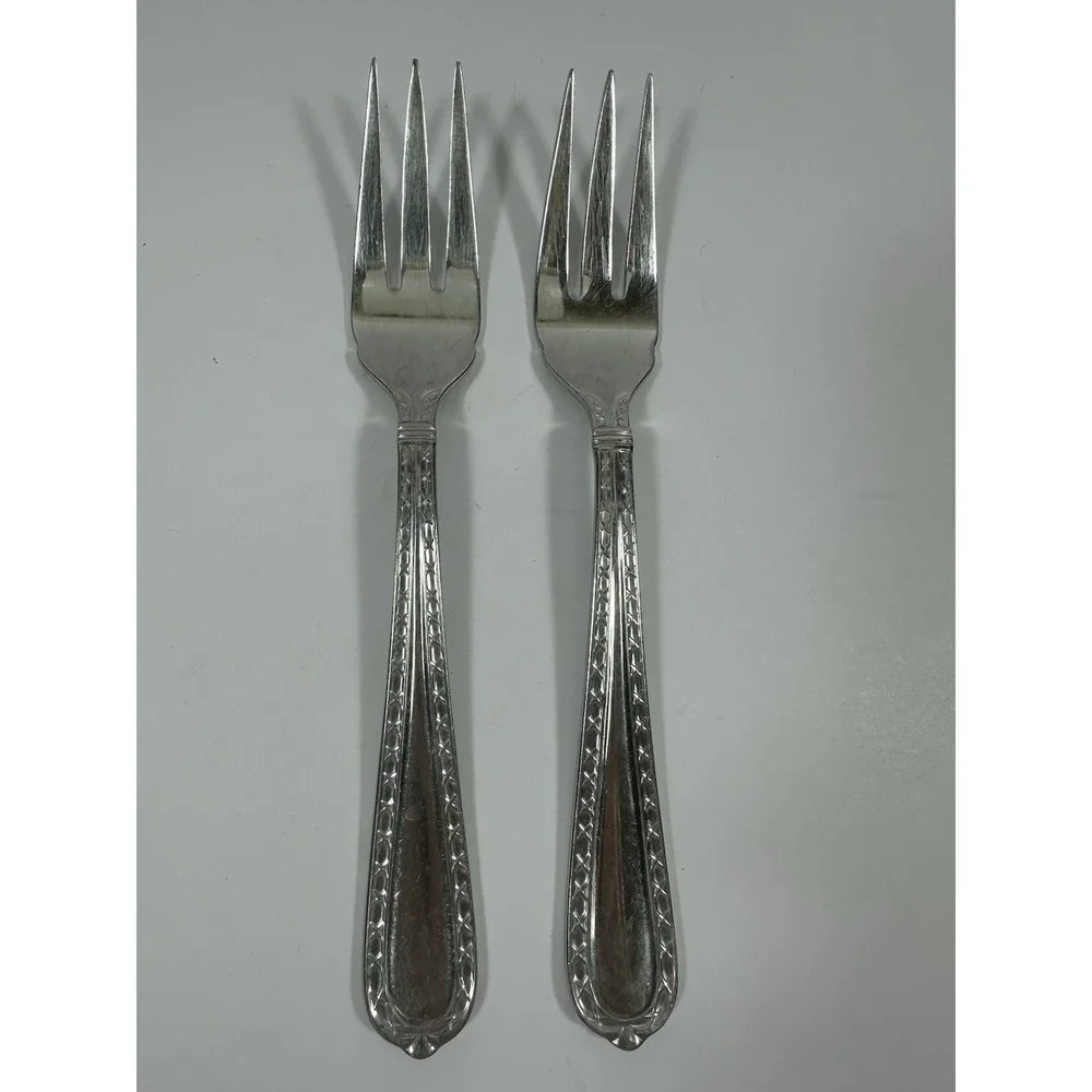 Hampton Silversmiths Nobility Salad Fork 3 Tine Set Of 2